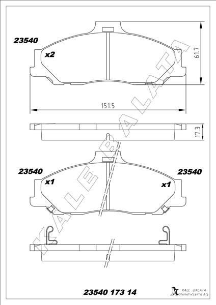 Ön Balata Ranger 2.5 D Td 4x4 99 3.0 Tdci 05 Mazda B Serisi 2.5 D Td 98 Gdb3353 - 2M342001FA-UJY63323Z-UJY63328Z