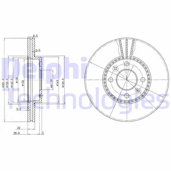 Ön Fren Aynası Renault Megane I 96 Scenıc I 96 Laguna I 93 Safrane I 92 96 262x22x4delikxhavalı - 7701205840-7701204300-7701204495