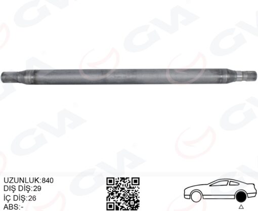 Aks Mılı Arka Sol Ince Kısa 840mm Mercedes Sprınter B906 . Vw Crafter 30-35-50 Z:26-29 - A9063502510-2E0501171E