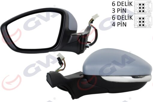 Dış Dikiz Aynası Sol P2008-p208 13 Elektrikli Isıtmalı Sinyalli Astarlı Konveks Vm-509ehpl - 1607511380-1611240280
