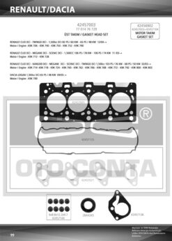 Üst Takım Contası Clıo-kng-mgn-logan-sandero 1.5dcı K9k 712-714-718-724-760 Teflon Keçeli Sub.las - 7701476729-8200351353-110444213R