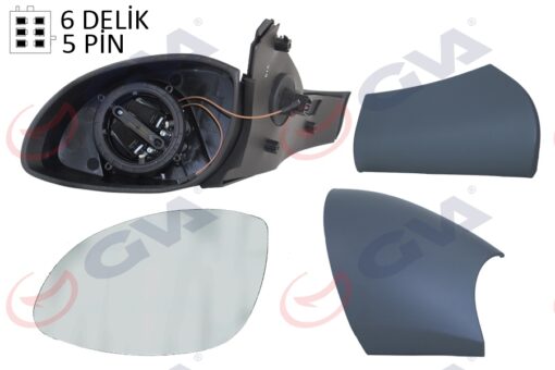 Dış Dikiz Aynası Sol Vectra B 96 Elektrikli Isıtmalı Konveks 5 Fiş Vm-166ehl 1428717 - 6428015-1428657-1428819