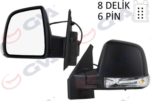 Dış Dikiz Aynası Sol Doblo 11 Elektrikli Sinyalli Siyah Kapaklı Tek Cam Konveks 6 Fiş Vm-668ehl - 735497891