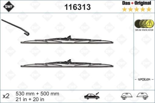 Silecek Swf 53 50 X2 St Yt Bmw E36 Volvo S40 95-04 A4 Mondeo 93-00 Saab 9.3 900 - 1392219-31276592-31276593