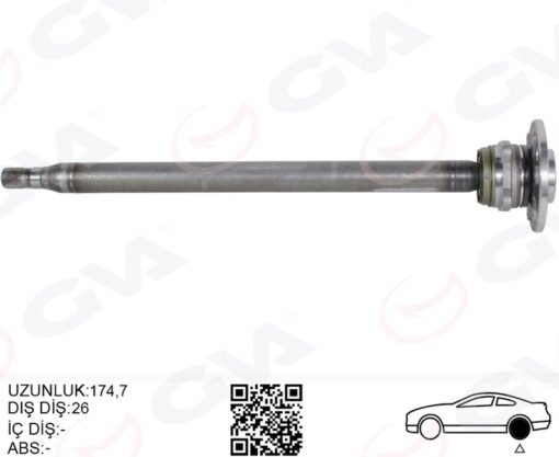 Aks Mılı Arka Sol Ince Kısa 840mm Mercedes Sprınter B906 . Vw Crafter 30-35-50 Z:26-29 Poryalı - A9063502510-2E0501171E