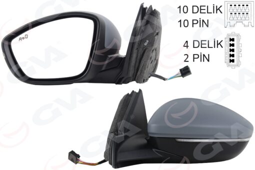 Dış Dikiz Aynası Sol Corsa 19- Elektirkli Katlanabilir Isıtmalı Sinyalli Sensorlü Astarlı Konveks - 98260233XT-982620551T