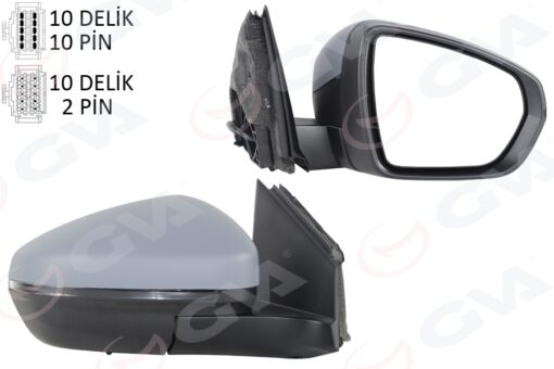 Dış Dikiz Aynası Sağ Elektrikli Katlanabilir Isıtmalı Sinyalli Astarlı Konveks Psa 3008-4008 16-23 - 1635224280