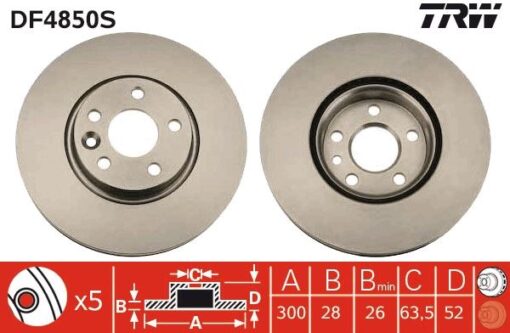 Fren Dıskı On Adet Freelander 2 L359 Range Rover Evoque L538 Ford S-max Mondeo Galaxy 2 Volvo S80 S60 V60 V70 300cm Cap - 7G911125BA-LR007055-LR000571