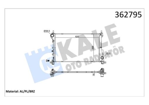 Fıat Egea 1.6 15 20 Mt Brazıng 620x388x16 Su Radyatörü - 52052662-52015587