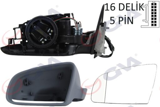 Dış Dikiz Aynası Sol A3 03 Elektrikli Isıtmalı 3 Kapılı Astarlı Asferiklı 5 Fiş Vm-011ehal - 8P1858531A01C