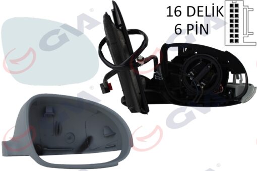 Dış Dikiz Aynası Sağ Golf 03 Elektrikli Isıtmalı Sinyalli Astarlı Konveks 6 Fiş Vm-197ehpr - 1K1857508CN