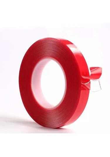 Çift Taraflı Bant 15mm X 5mt Kırmızı Şeffaf