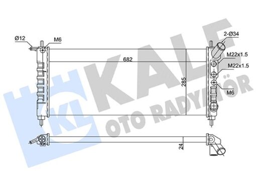 Su Radyatörü Opel Corsa B 1.0i 12v 93 00 Mt Mekanik 682x285x24 - 1300174-1300192-1300205-6300023