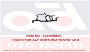 1771 Radyatör Alt Hortumu Trafıc 1.9 D - 8200262890