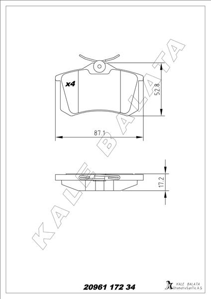 Arka Balata Mgn Iı-lgn-golf Iıı-ıv-passat Iıı-polo-c3-c4-p307-audı A3-a4 87x52.9x17.2mm Gdb823 - 1J0698451P-440605713R-1623180580