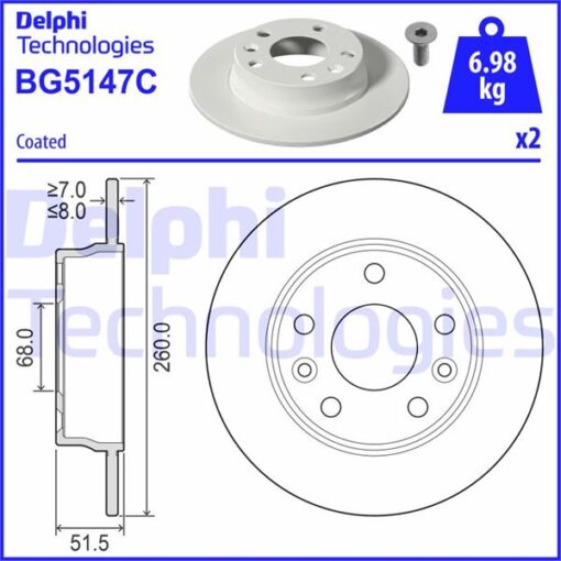 Arka Fren Diski Renault Megane Iv 16 Captur Iı 20 260x51.5x68 5 Delik - 440A06575R
