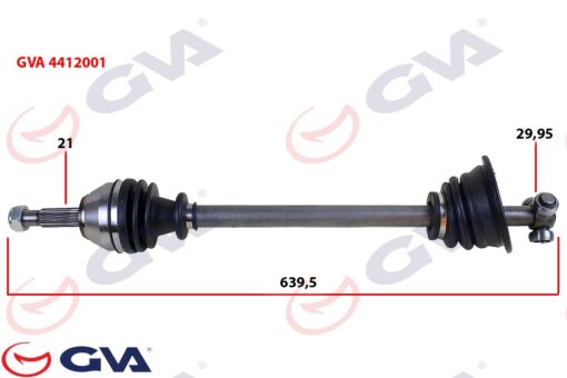 Komple Aks Sol Renault 19 1.4 639mm - 7701351484-7701349880-7701351486