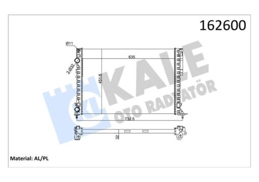 Radyatör Lgn 97-01 -espace Iıı 99-02 1.6-1.8-2.0-1.9d Klimasız Mek 635x425x18 2 Sıra Al Pl - 7701045345-7701045410-7701049754