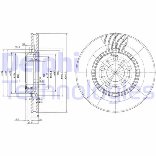 Ön Fren Aynası Volvo S60 00-10 S80 98-06 V70 97-07 Xc70 00-07 305x25x5dlx Büyük Tip Delikli -986478494-df4053s - 274170-274559-31262707-31262716