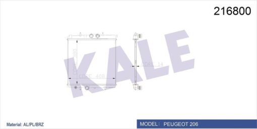Radyatör 206 98 1.0-1.4-1.6 16v Mek Klimasız 415x380x25 - 1330.37-9647511480-1333.12-1330.H2