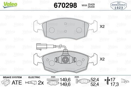 Ön Fren Balatası Fıat 500 10 500 C 12 Punto 09 Punto Evo 09 K:17.1 Mm G:149.3 Mm - 77365729-77365811-77366537-77366538