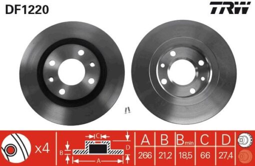 Ön Fren Aynası Partner-berlıngo 96 P206 99 P306 94 Xsara 99 Xantıa 93/03 266x20.5x4dlxhavalı - 4249.F0-4246.B1-4246.R3-95632048