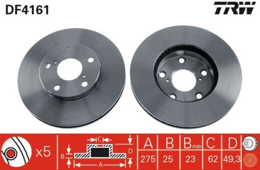 Ön Fren Aynası Rav4 Iı 1.8vvt-2.0 16v 00 2.0vvtı-2.4vvtı-2.0d-4d 01 275x25x5dlxhavalı - 4351242030-4351242031