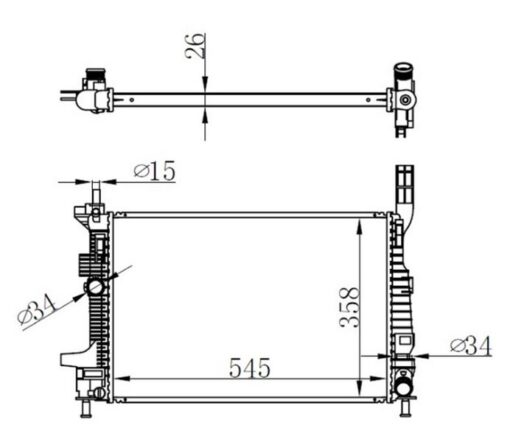 Motor Su Radyatoru Focus Iıı 1.5tdcı 1.6tdcı 95ps 115ps 12 Yenı Connect 14 1.5tdcı 1.6 Tdcı Olcu 545 358 26 - BV618005BD-1703514-1720432-1804847