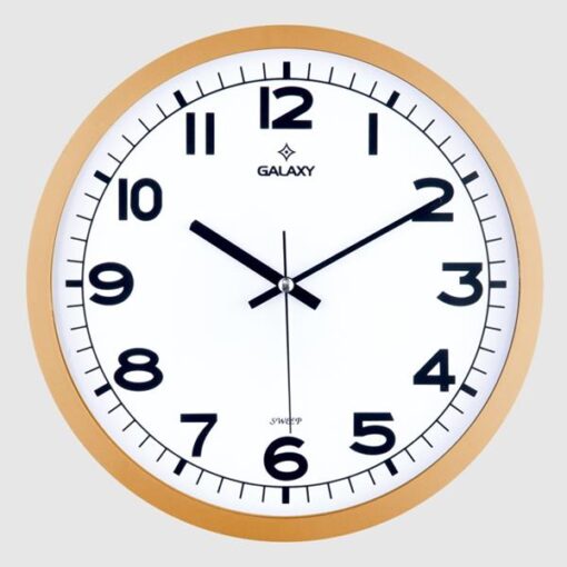 Duvar Saati Altın Sarısı Çerçeve Çap:29.5cm Akrilik Boyalı Abs Çerçeve Mineral Cam Sessiz Akar Makine - SAAT 216-A