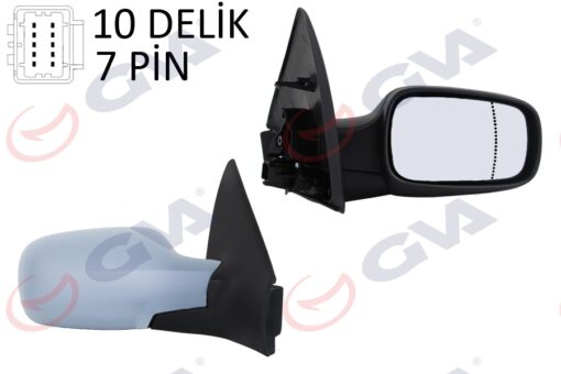 Dış Dikiz Aynası Sağ Megane 02 Elektrikli Isıtmalı Sensörlü Astarlı Asferik 7 Fiş Vm-138ehpsr - 7701054688-7701068375