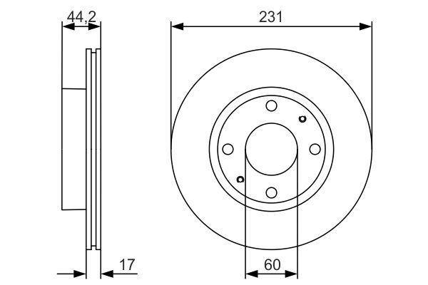 Fren Diski. Ön. 231 Mm / 17-15 Mm Hava Kanallı