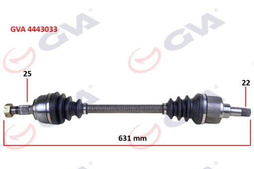 Komple Aks Sol Peugeot 307 1.4i Man. 00-07 631mm - 9636786780-3272.5X-3272.6X