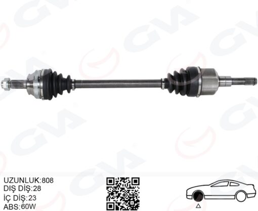 Komple Aks Arka Sağ/sol Freelander I L314 98 06 808mm - TOB000110