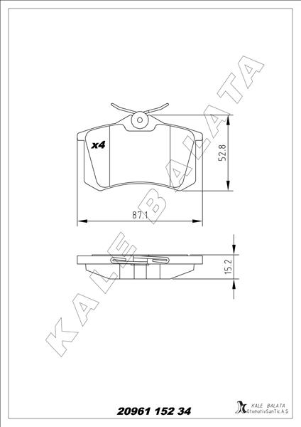 Arka Balata Mgn Iı-lgn-golf Iıı-ıv-passat Iıı-polo-c3-c4-p307-audı A3-a4 87x52.9x15mm - 1H0698451F-4250.56-WVA20960