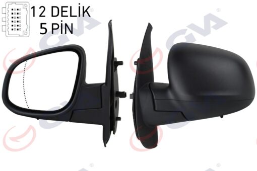 Dış Dikiz Aynası Sol Kangoo-cıtan 13 Elektrikli Isıtmalı Desenli Asferik 5 Fiş Vm-6132ehal - 963027201R-963733548R