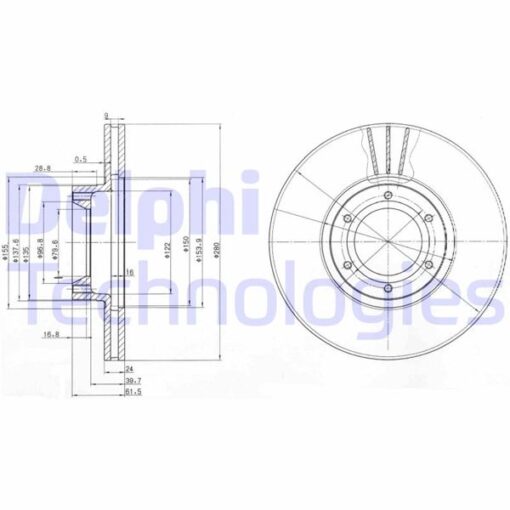 Ön Fren Aynası Renault Master Iı 98 06 Opel Movano A 98 06 280x24 Havalı 6 Delik - 7700302128-4500098