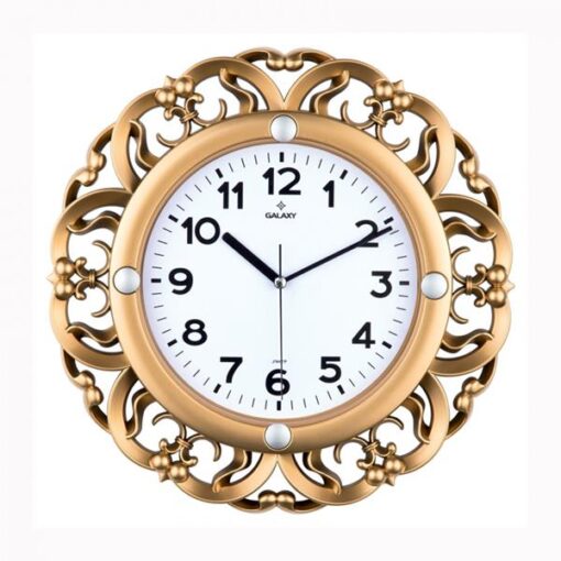 Duvar Saati Altın Sarısı Çerçeve Çap:35cm Pvc Kadran Sessiz Akar Makine Mineral Cam Akrilik Boyalı 2 Renk Abs Kasa Kadran Baskı Alanı: 150mm Kadran Ölçüsü: 240mm - SAAT 73-A