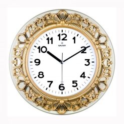Duvar Saati Altın Sarısı Çerçeve Çap:32.8cm Akrilik Boyalı 2 Renk Abs Kasa Mineral Cam Sessiz Akar Makine Pvc Kadran Kadran Ölçüsü: 205mm Kadran Baskı Alanı: 145mm - SAAT 86-SA