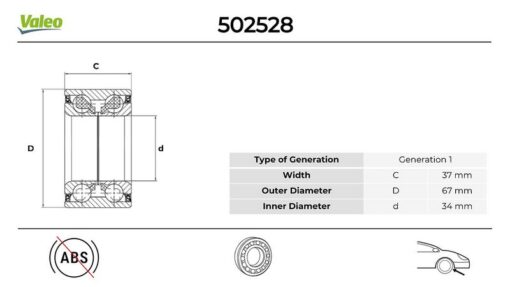 Ön Teker Rulmanı Corsa C Combo C 01 Merıva A 03 Tıgra 04 34x67x37 - 9195608-328980-9156278