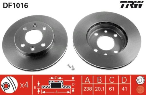 Ön Fren Aynası Küçük Renault R9-r11-r19-r21 Clıo I 91 96 Clıo Iı 98 Clıo Symbol 00 09 Kangoo 97 Megane I 96 Symbol Iı 08 238x20.1 Havalı 4 Delik - 7700756572-7701204286