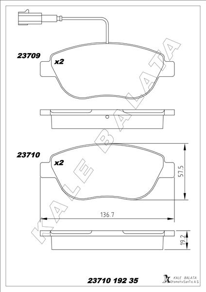 Ön Fren Balatası Opel Combo D 12 Punto Evo 1.3-1.4-1.6d Mtj 09 500-500c 1.3dmj 10 Grande Punto 1.6dmtj 09 Çift Fişli - 95518218-77365468-71770012-77366530