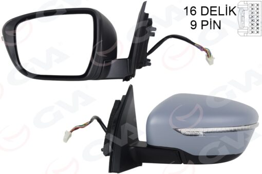 Dış Dikiz Aynası Sol Qashqaı 13 Elektrikli Isıtmalı Katlanır Sinyalli Astarlı Konveks - 96302-4EH6A-96374-4EA8E