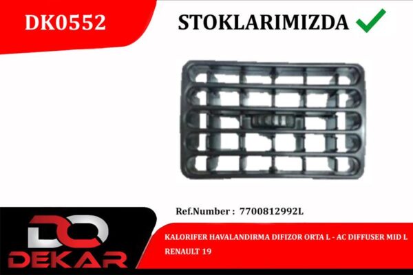Kalorıfer Havalandırma Dıfızor Orta L Renault 19 - 7700812992L