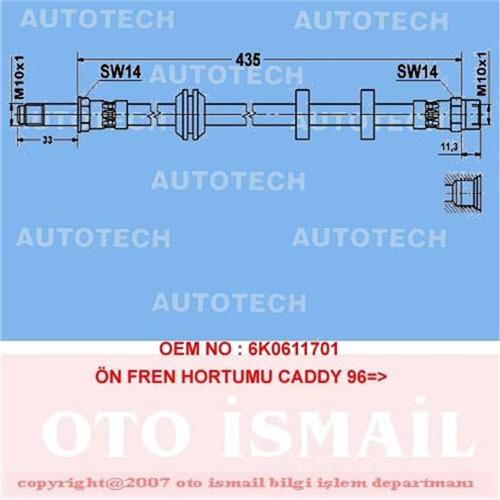 Ön Fren Hortumu Caddy 96 - 6KO611701