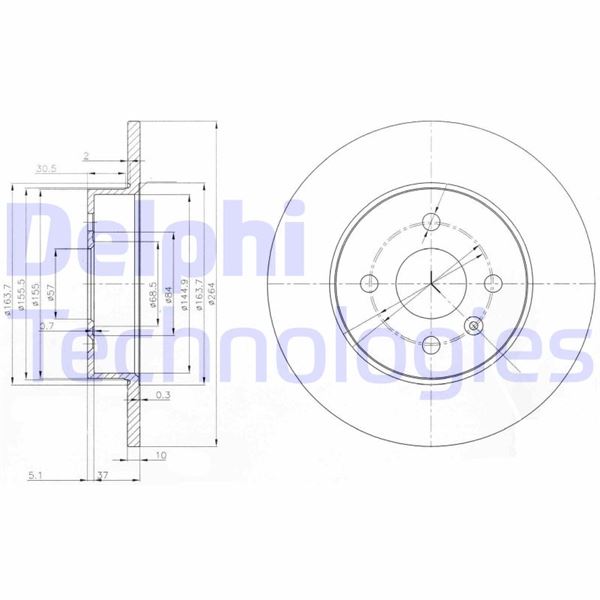 Arka Fren Aynası Astra H L67 04 14 Combo C 01 11 Merıva A 03 10 264x10x4dl Dolu - 93176548-569116-95526641-93363430