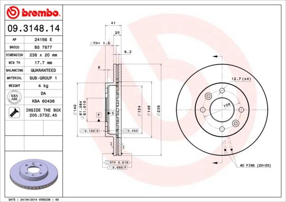 Ön Fren Aynası Küçük Renault R9-r11-r19-r21 Clıo I 91 96 Clıo Iı 98 Clıo Symbol 00 09 Kangoo 97 Megane I 96 Symbol Iı 08 238x20.1 Havalı 4 Delik - 7700756572-7701204286
