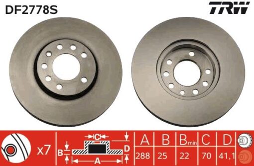 Ön Fren Aynası Vectra B 96 02 Saab 9-2/9-3 93 03 288x25x7dlxhavalı 32025723-569357-93182306 - 569056-90512029-569009-93182284