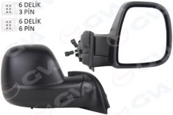 Dış Dikiz Aynası Sağ Partner-berlıngo 12-18 Elektrikli Desenli Rezistanslı Sensörlü Otomatik Açma Kapama - 1608177980
