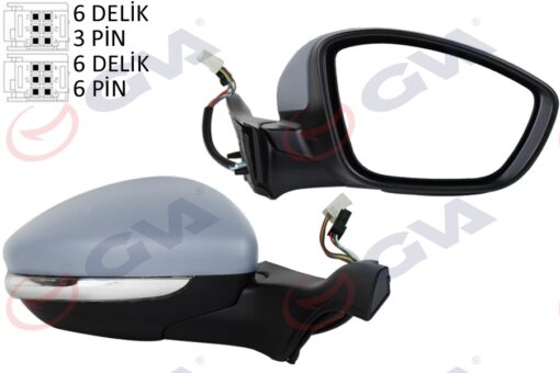 Dış Dikiz Aynası Sağ P2008-p208 13 Elektrikli Isıtmalı Sinyalli Sensörlü Astarlı Konveks Vm-509ehpsr - 1607511480-1611240380