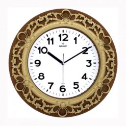 Duvar Saati Kaverengi-altın Sarısı Çerçeve Çap:32.8cm Akrilik Boyalı 2 Renk Abs Kasa Mineral Cam Sessiz Akar Makine Pvc Kadran Kadran Ölçüsü: 205mm Kadran Baskı Alanı: 145mm - SAAT 86-X